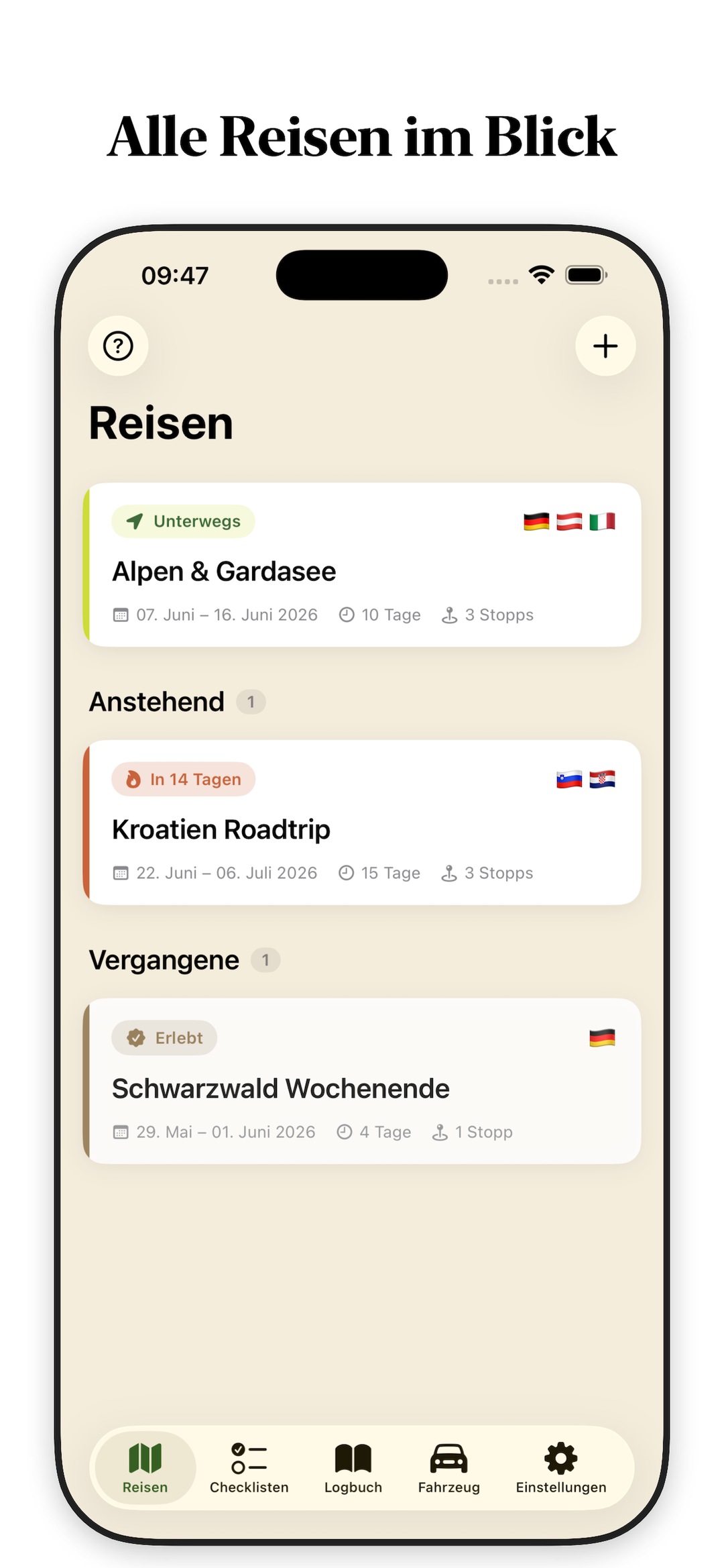 Alle Reisen im Blick