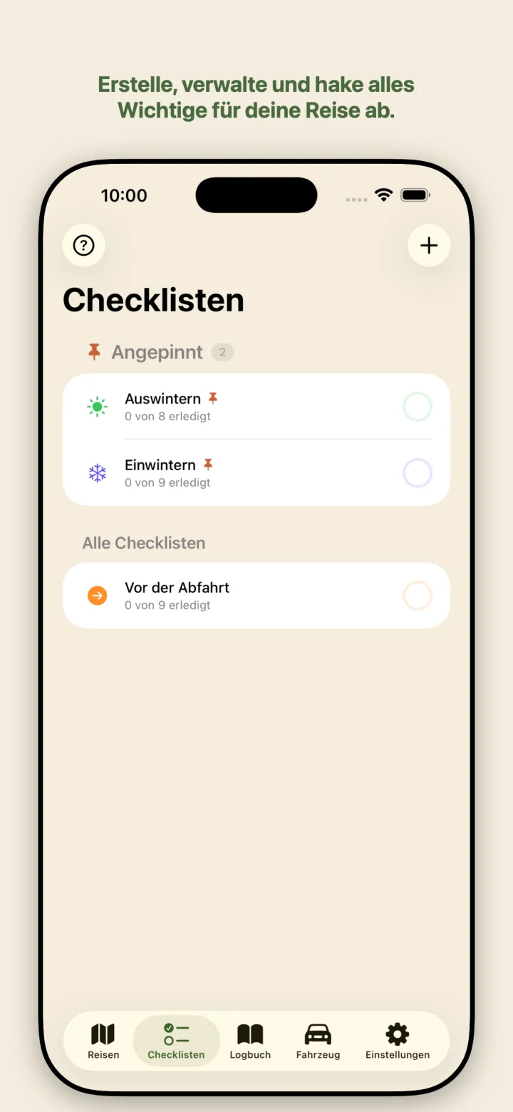 Checklisten vor der Reise
