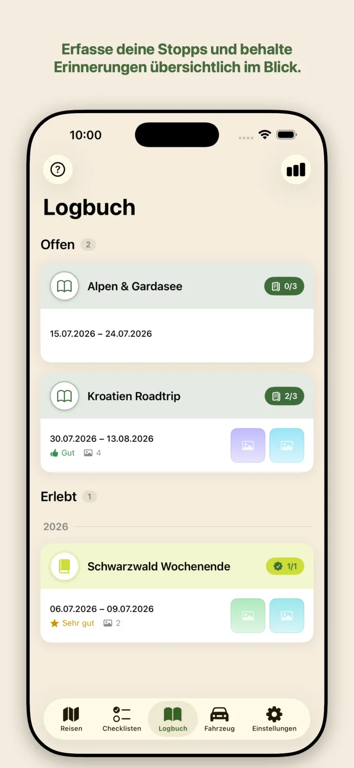 Logbuch und Erinnerungen