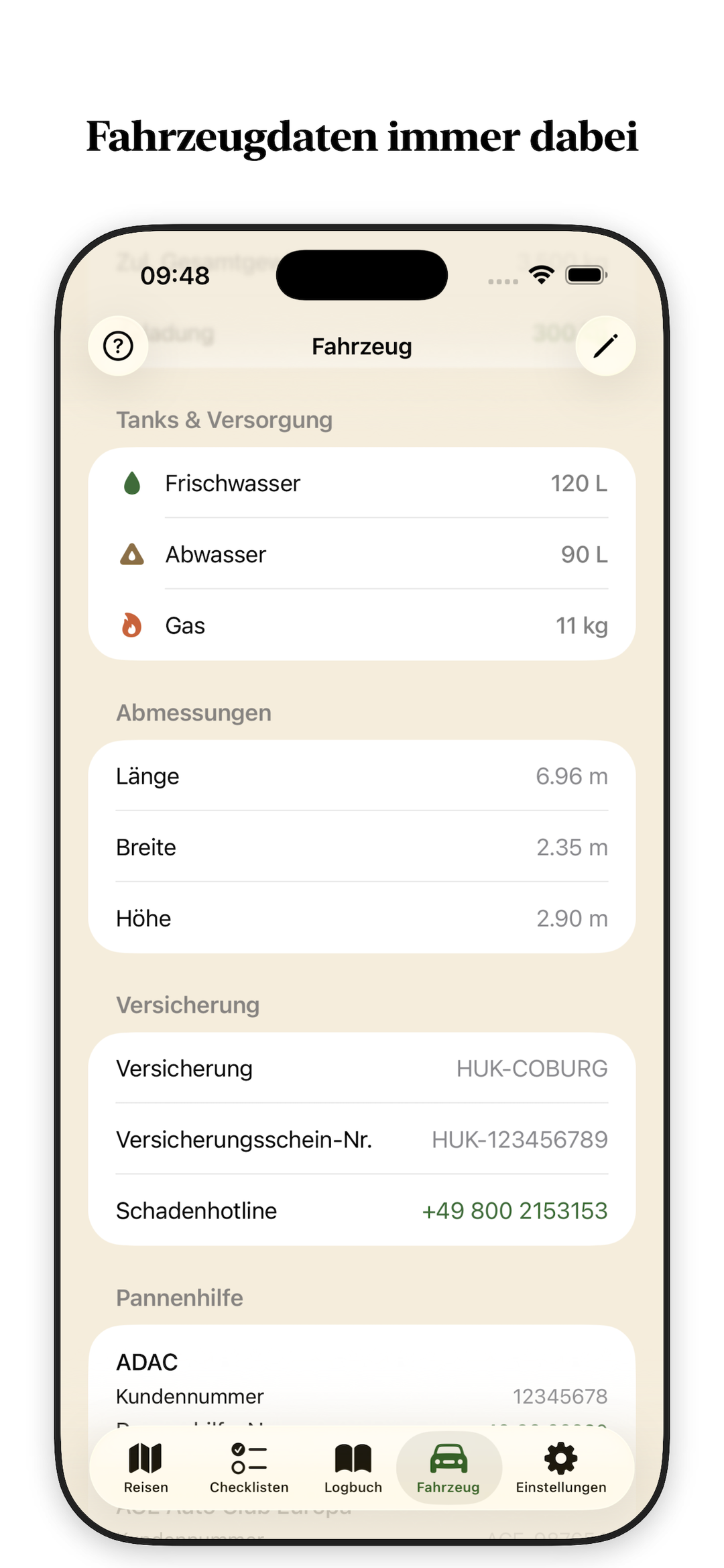 Fahrzeugdaten immer dabei